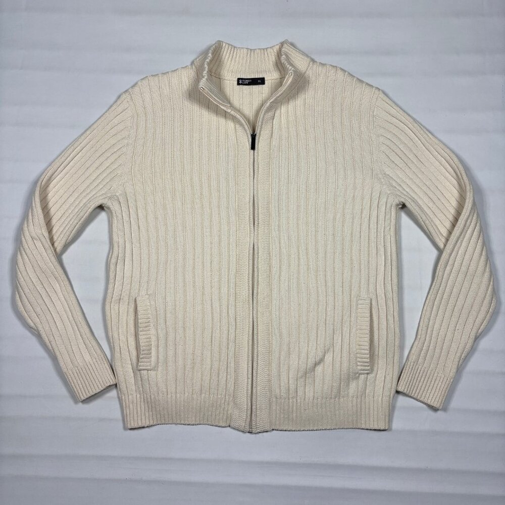Pioneer Camp Beige Full-Zip Cable Knit Cardigan Sweater Cotton Blend Mens Med/L*